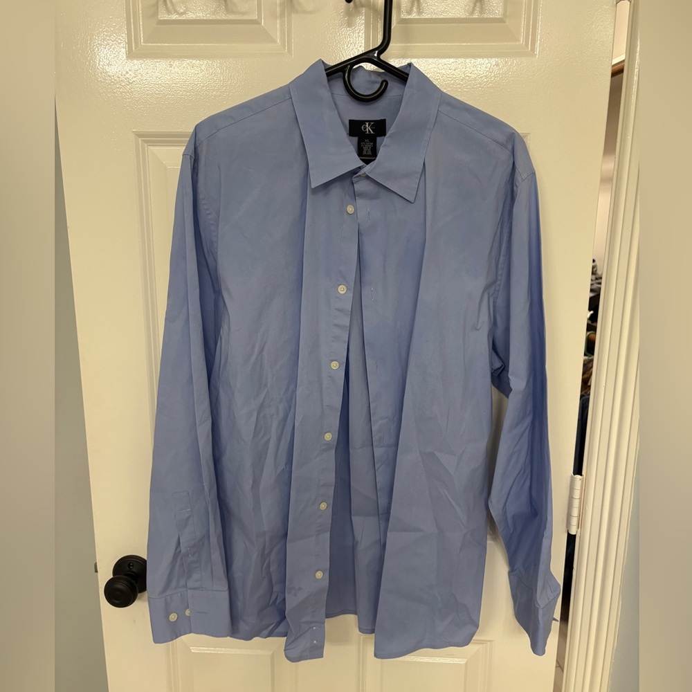 Calvin Klein Men's Sky Blue Button-Down Dress Shirt